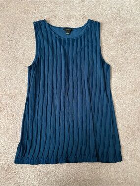 Ann Taylor Factory Navy Textured Sleeveless Tank